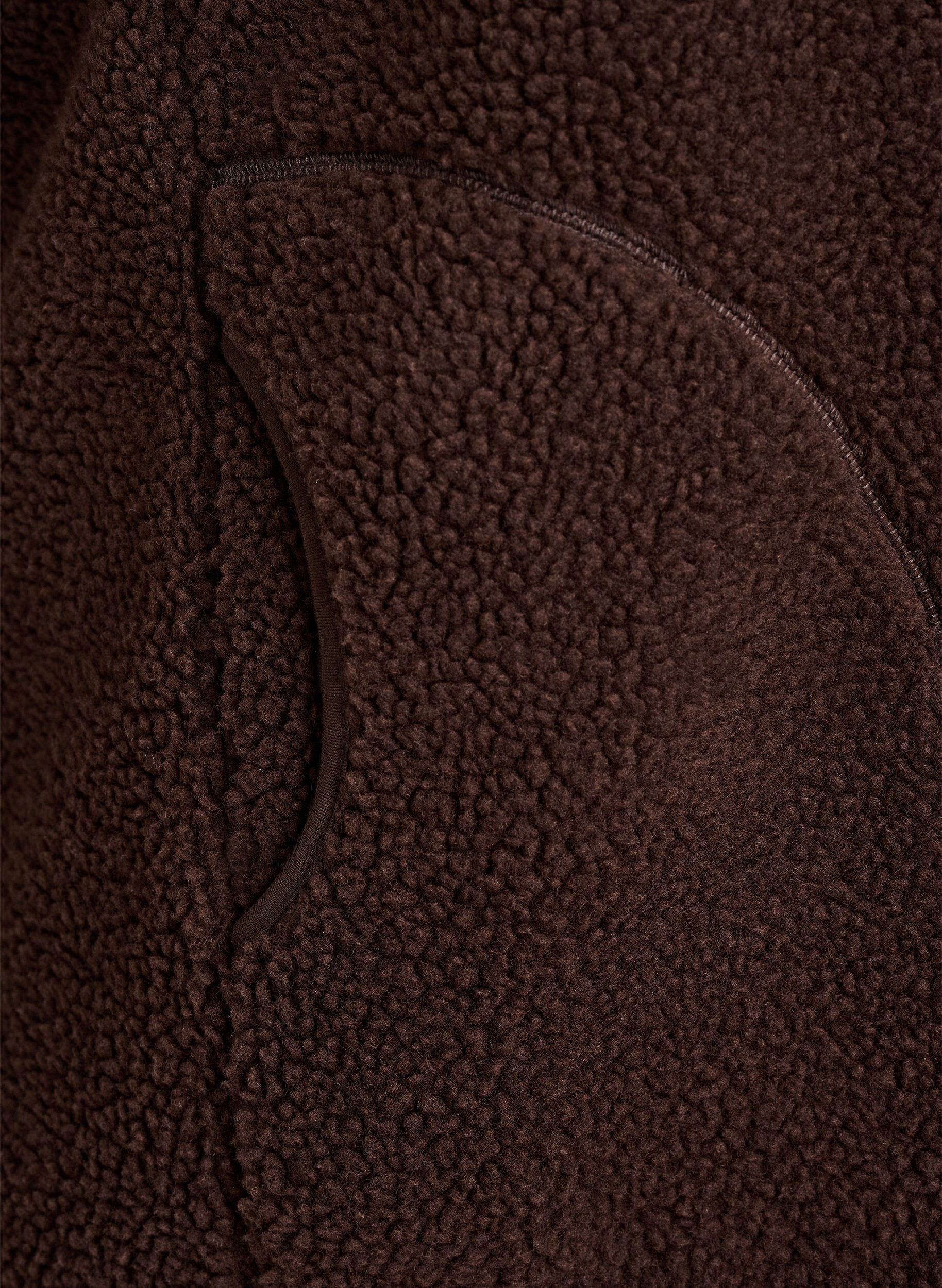 ZizziTeddy fleece gilet met ritssluiting en zakken, Bruin, Packshot image number 3