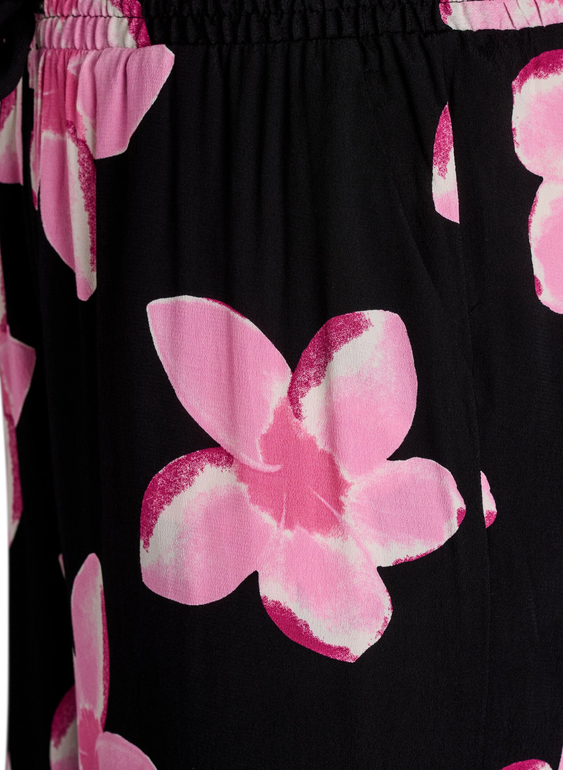 ZizziLosvallende viscose broek met print, Zwart, Packshot image number 3