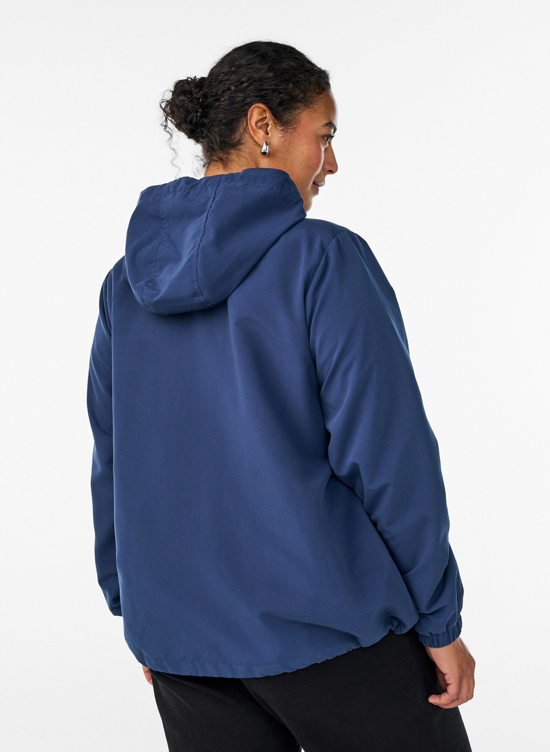 ZizziLichtgewicht jas met een capuchon en ritssluiting, Blauw, Model image number 2