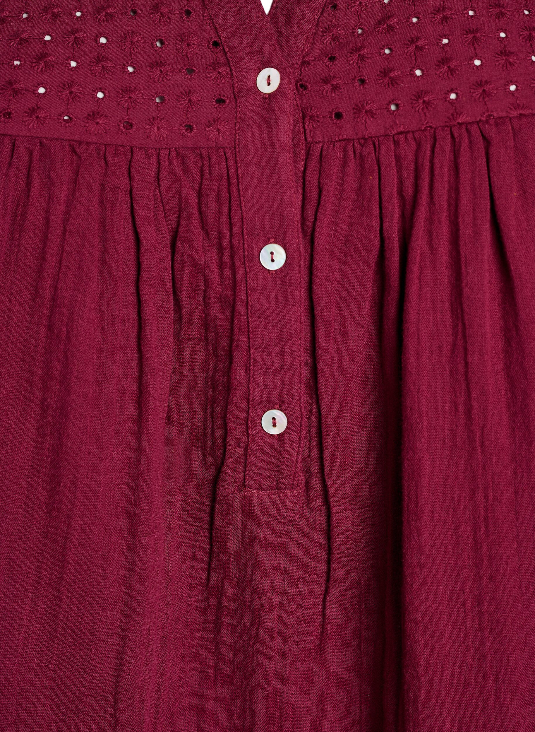 ZizziBlouse in katoenen mousseline met broderie anglaise, Donker Bordeaux, Packshot image number 2