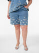 Denim shorts met broderie anglaise en hoge taille, Blauw, Model image number 3