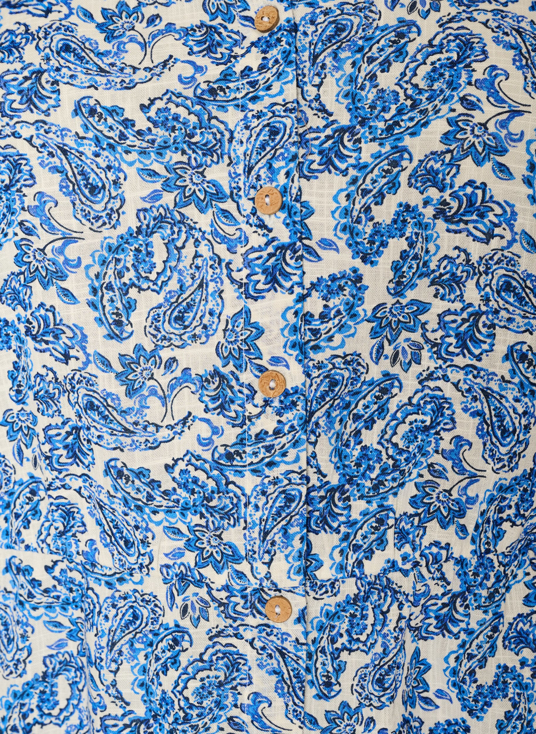 ZizziKorte katoenen jurk met bloemenprint, Blauw, Packshot image number 2