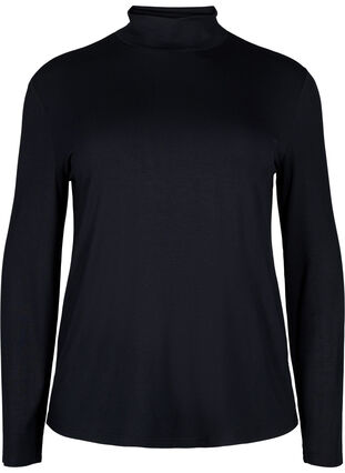 ZizziBlouse met lange mouwen en hoge hals, Black, Packshot image number 0