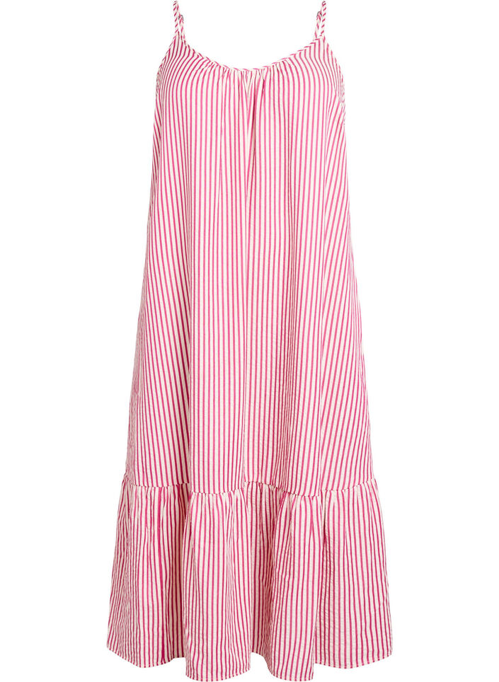 Zomerjurk met strepen en A-lijn pasvorm, Raspberry w. Stripe, Packshot