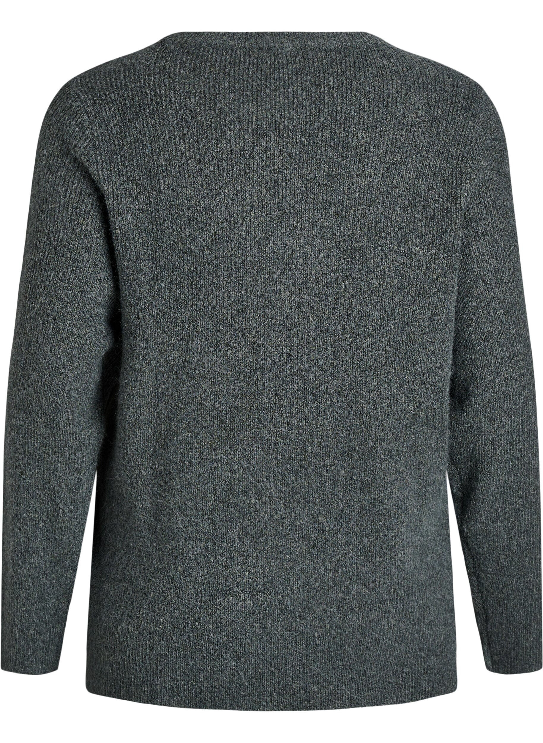 ZizziMelange breisel blouse met ronde hals, Groen, Packshot image number 1