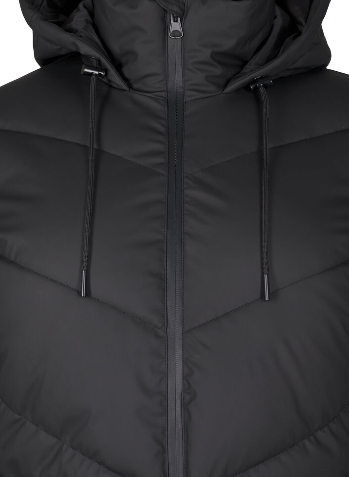 Waterafstotend pufferjack met capuchon, Black, Packshot