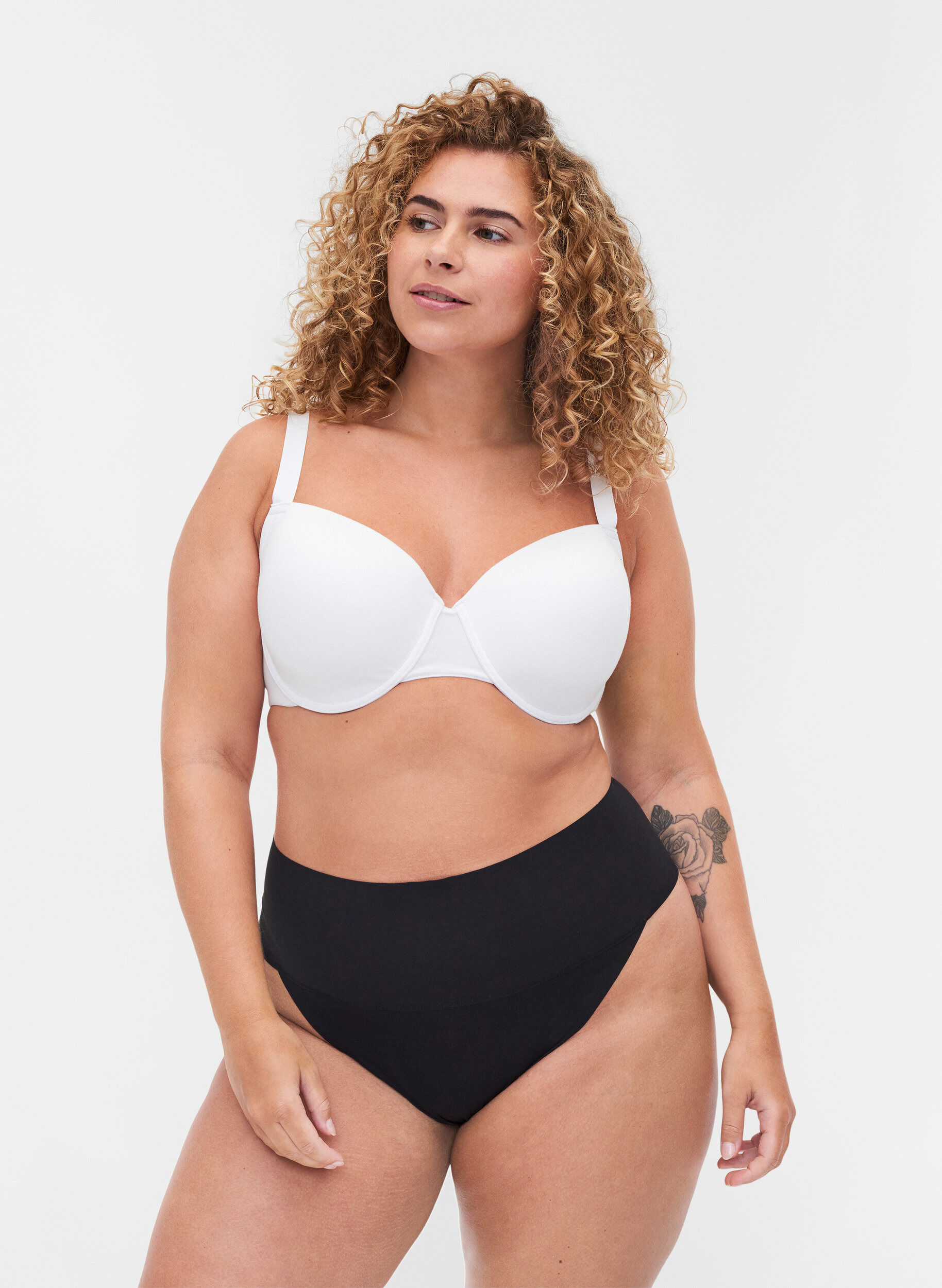 Set van 2 g-strings met hoge taille, Zwart, Model