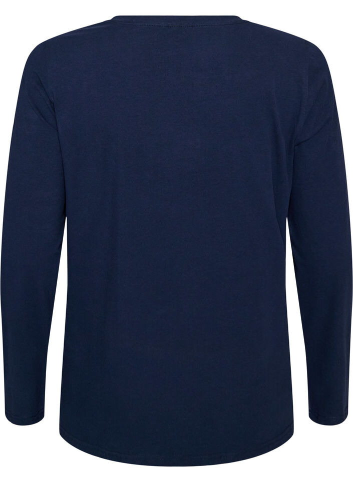 Basic jerseyblouse met lange mouwen, Blauw, Packshot image number 1