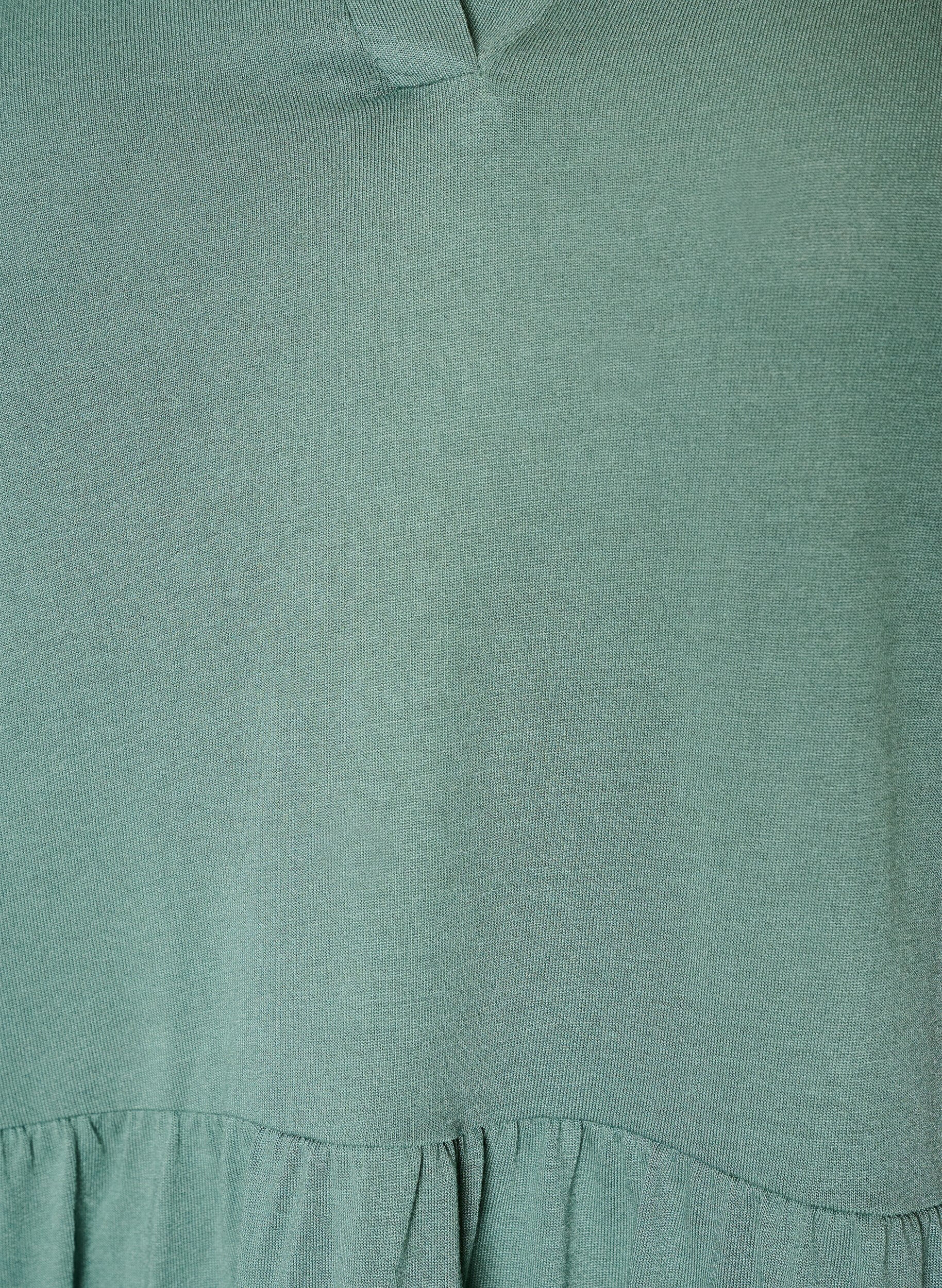 ZizziJerseyjurk met kanten details en een gelaagde rok, Groen, Packshot image number 2