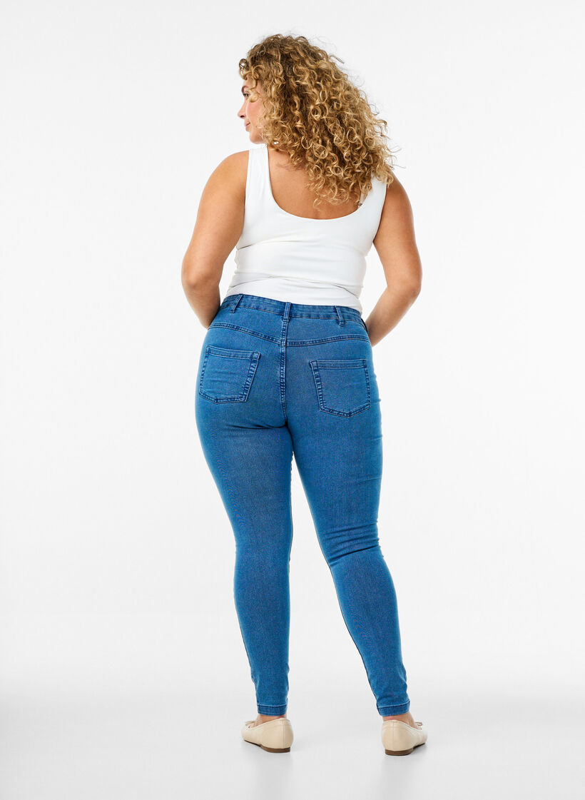 super slim fit Amy jeans met hoge taille, Blauw, Model image number 1