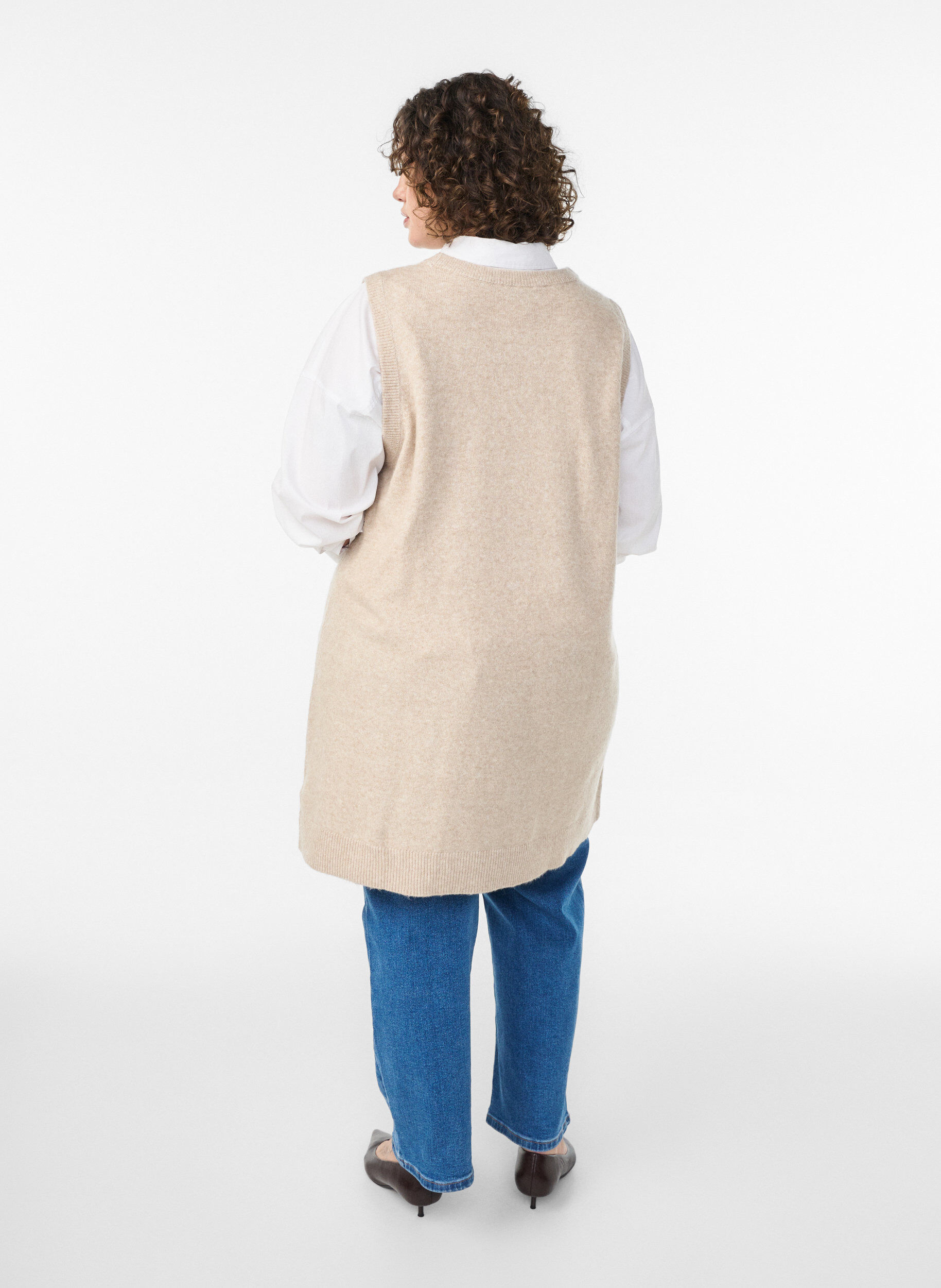 ZizziKorte gebreide jurk zonder mouwen, Beige, Model image number 2