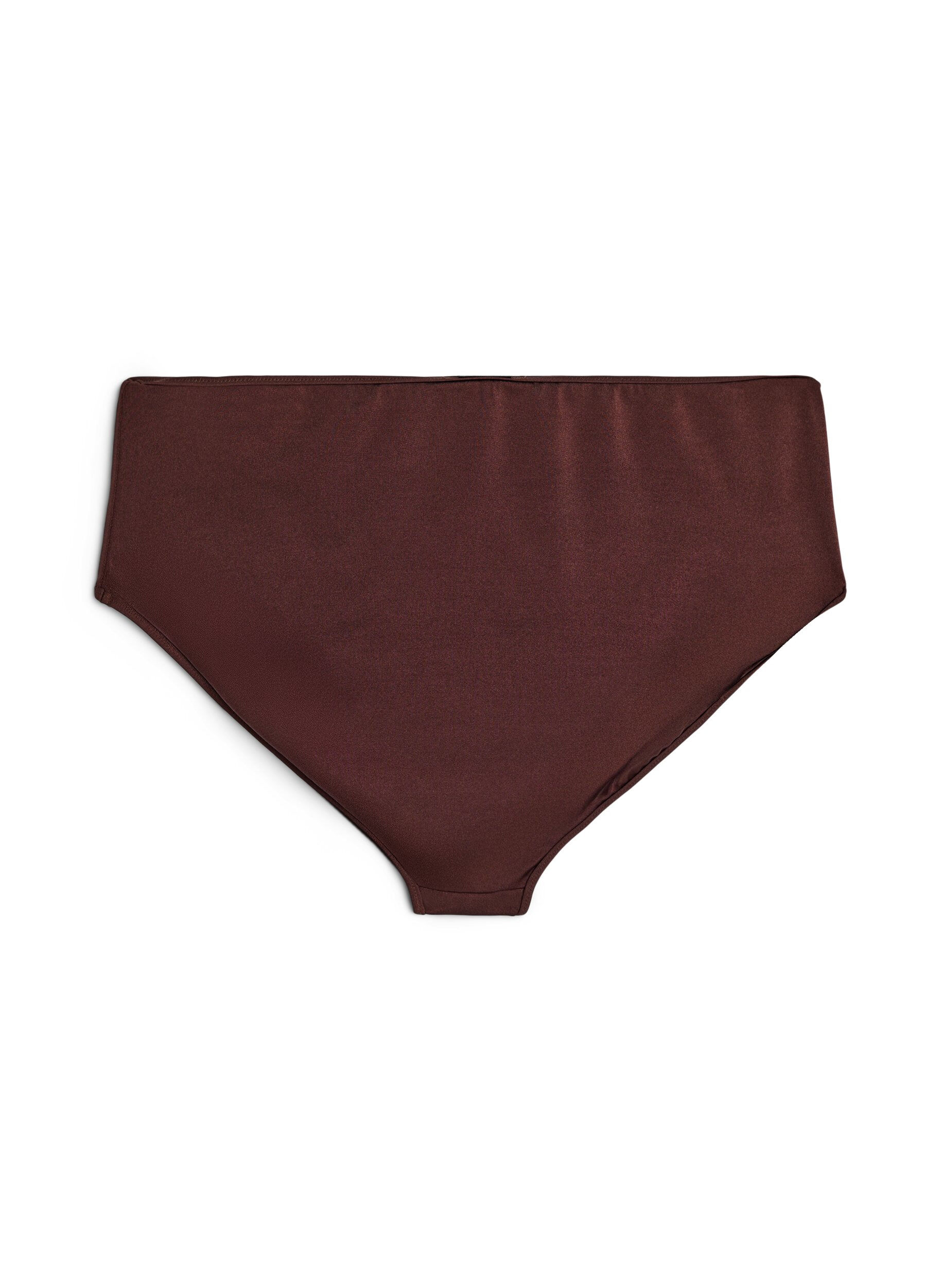 ZizziOmkeerbare bikinibroekjes met normale taille, Bruin, Packshot image number 1