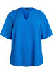 Blouse met korte mouwen en V-hals, Blauw, Packshot image number 0