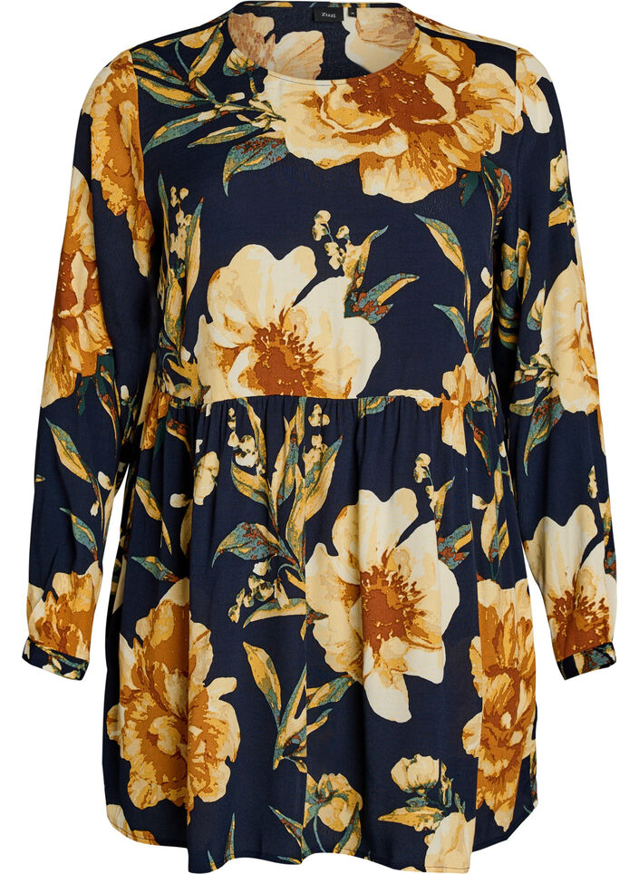 Lange mouwen tuniek met een naad, Blauw, Packshot image number 0