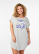 Nachthemd met korte mouwen en tekstprint, Grijs, Model image number 0