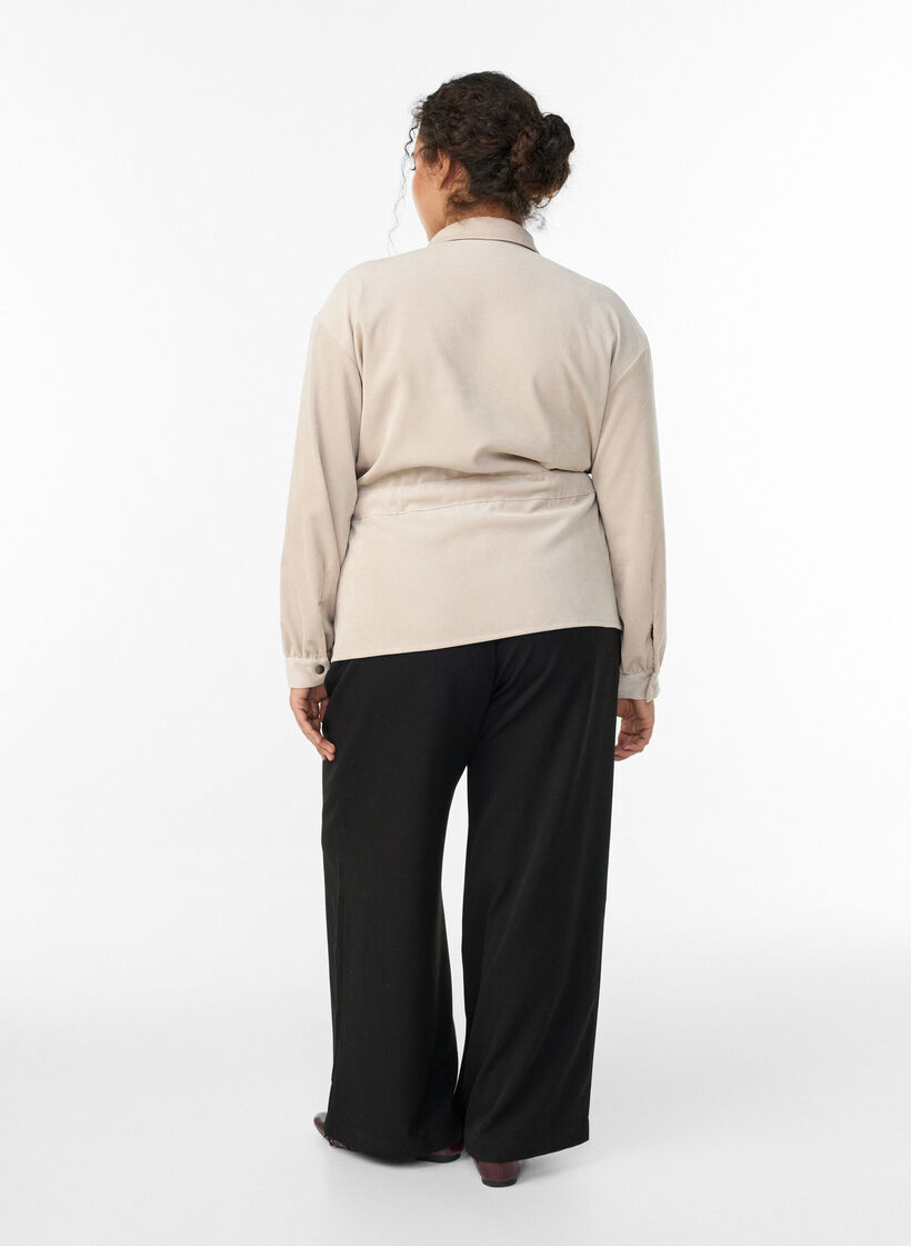 Wijde broek met een hoge taille, Zwart, Model image number 1