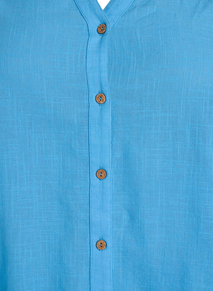 Katoenen blouse met V-hals, Blauw, Packshot image number 2