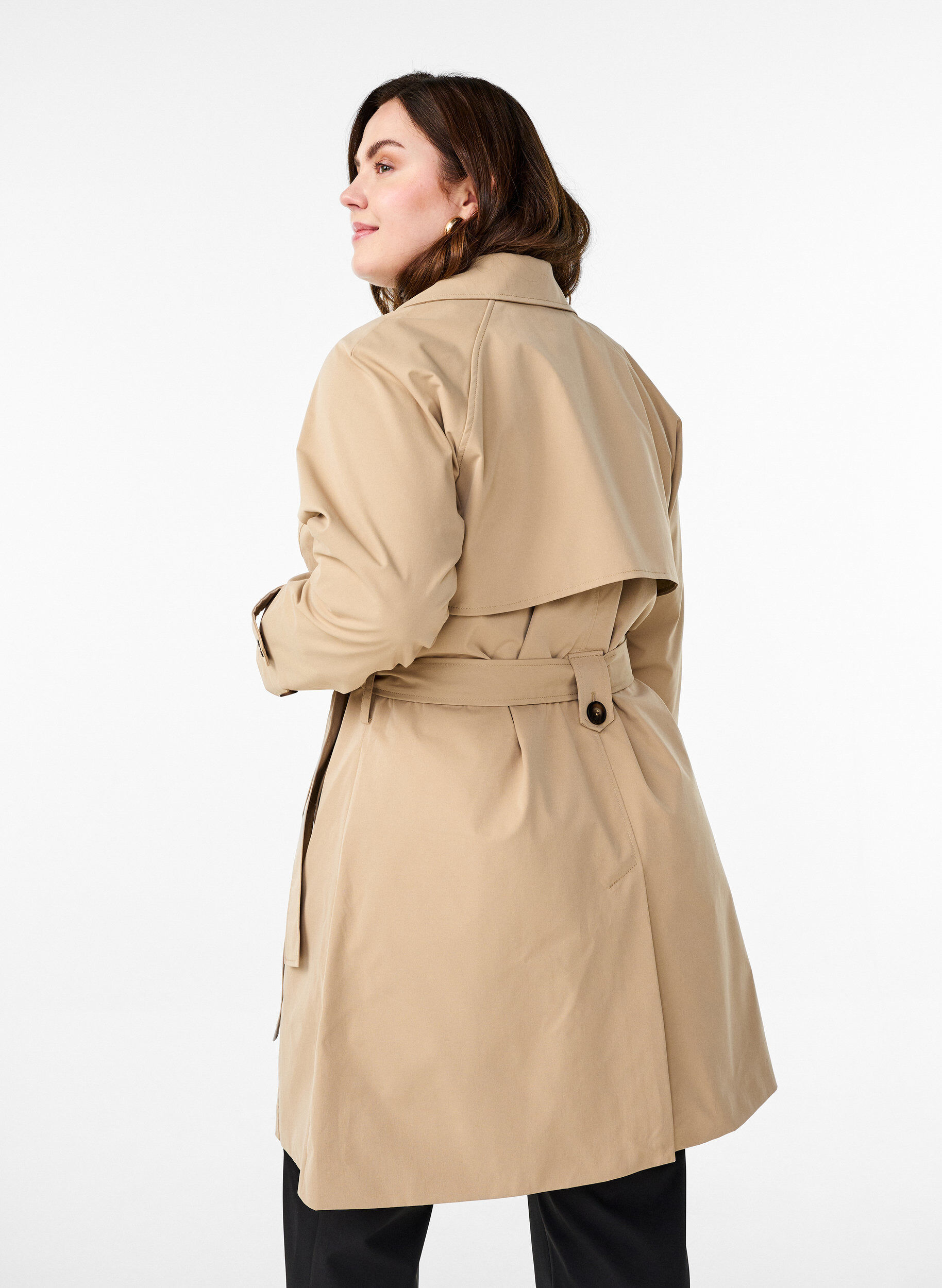 Zizzi Trench-coat mi-long avec ceinture, Incense, Model image number 1