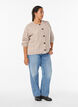 Cardigan met strikknopen en opengewerkt patroon, Beige, Model image number 1