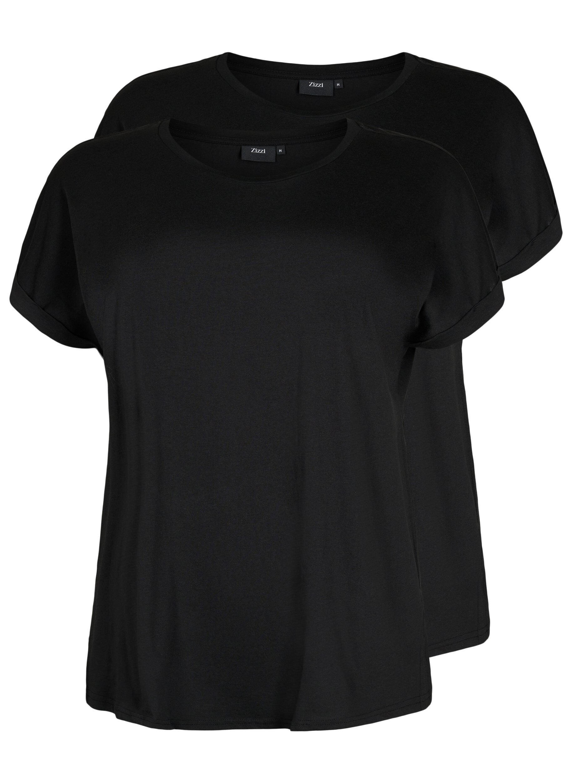Zizzi2-pack T-shirts met korte mouwen, Zwart, Packshot image number 0