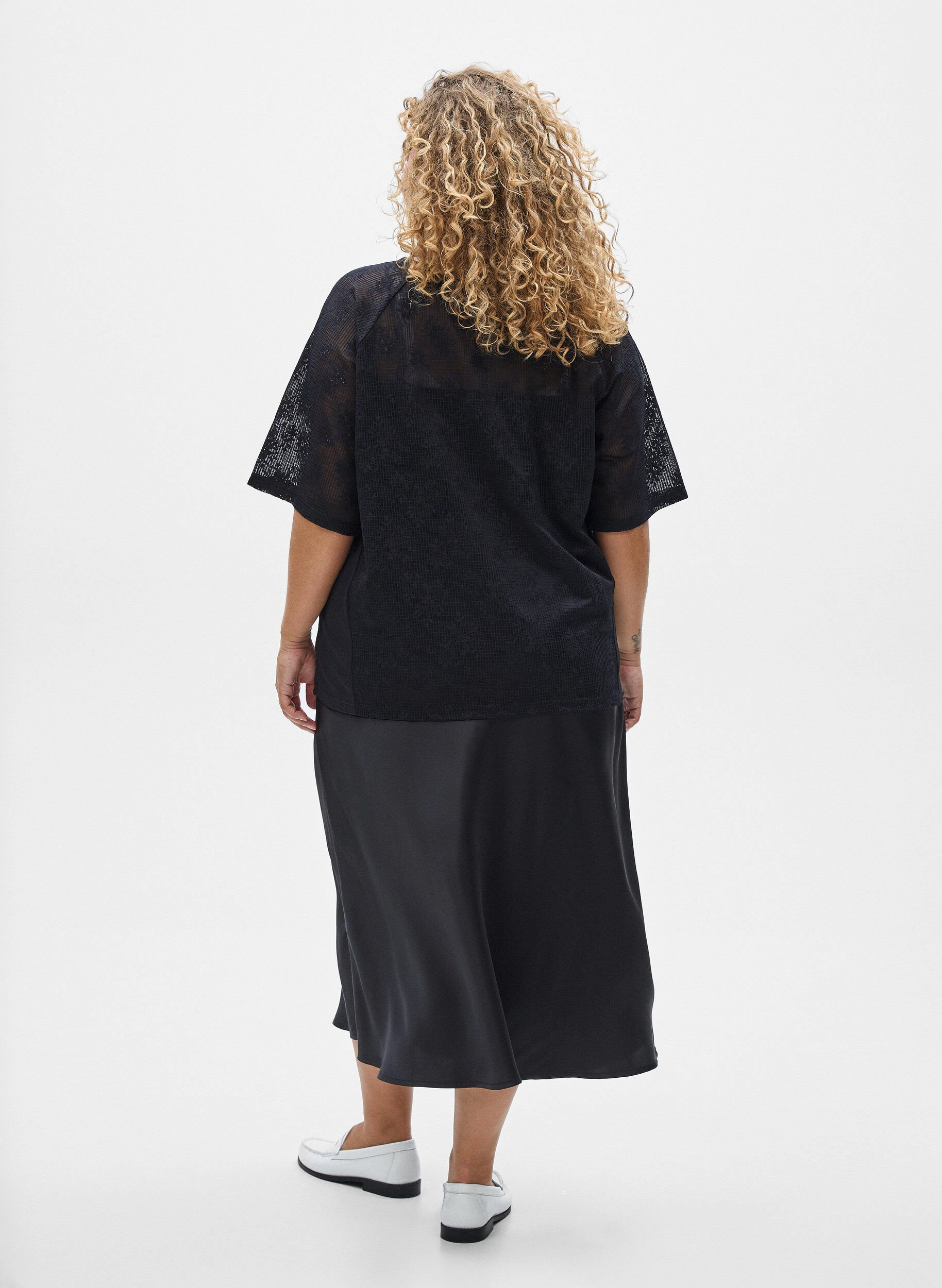 ZizziKanten T-shirt met tekstprint, Zwart, Model image number 2