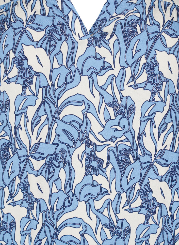 Blouse met lange mouwen, print en V-hals, Vanille, Packshot image number 2