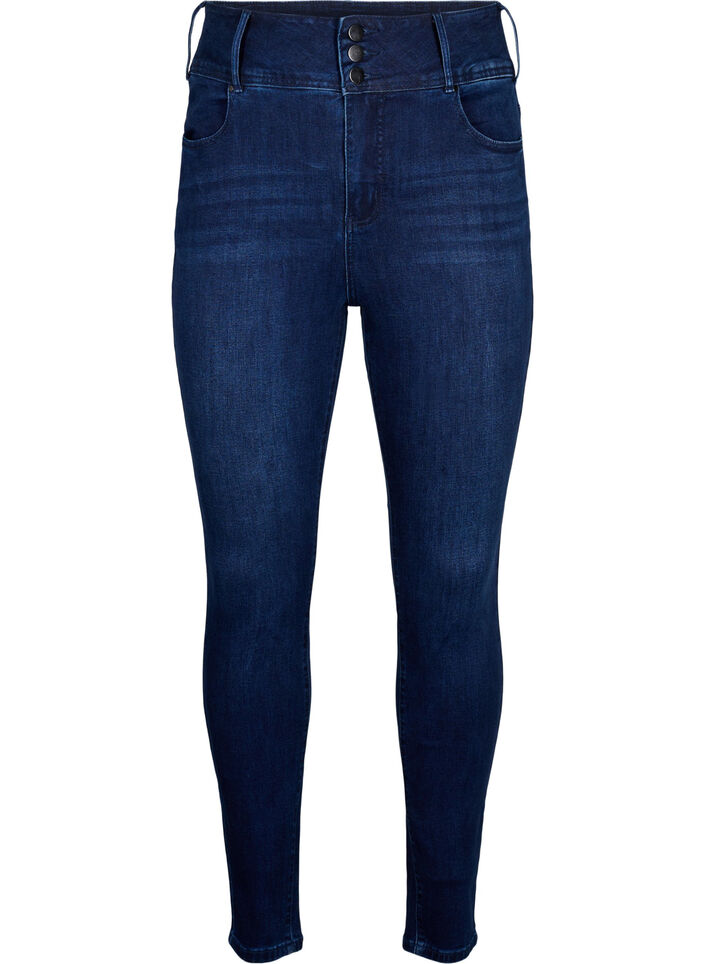 Super slanke Bea jeans met extra hoge taille, Blauw, Packshot image number 0