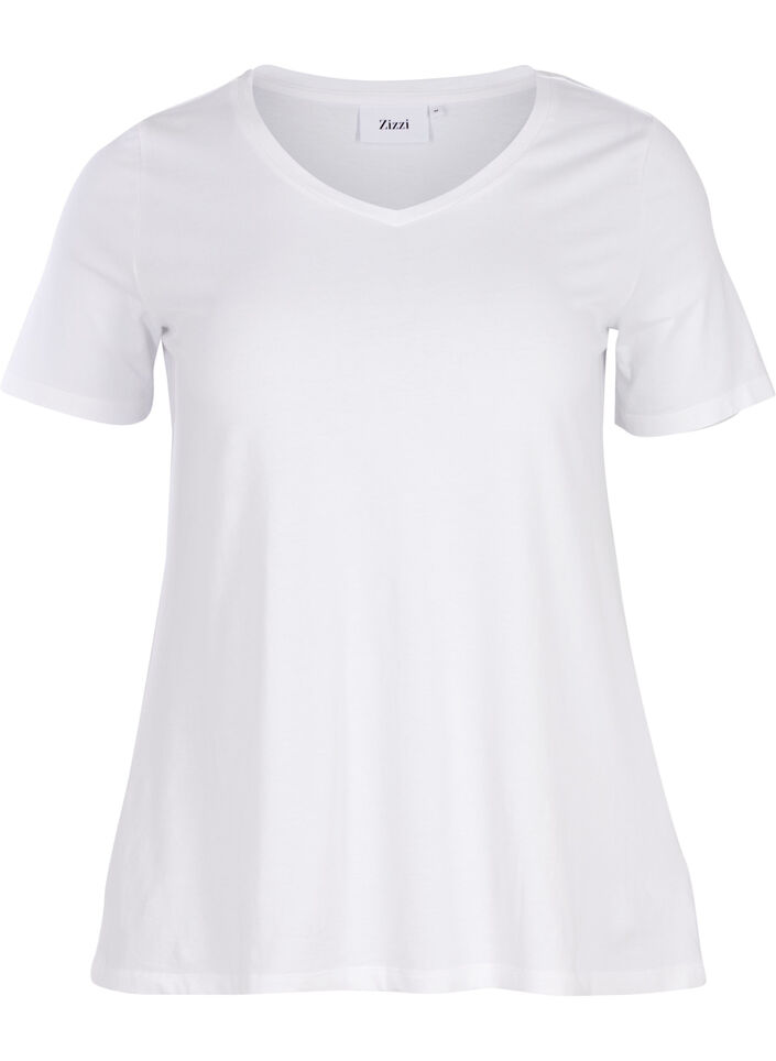 Effen basic katoenen T-shirt, Wit, Packshot image number 0