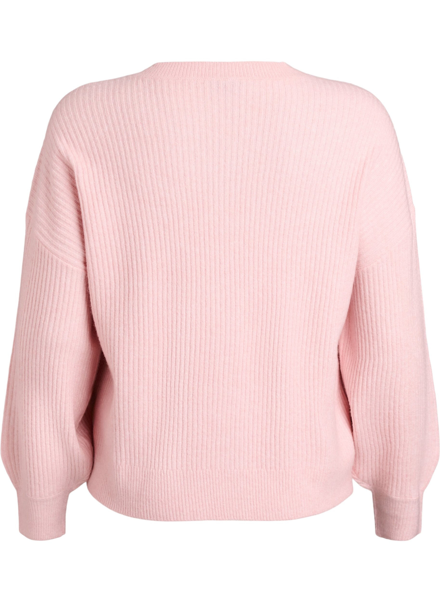 ZizziVest van ribtricot met knopen, Roze, Packshot image number 1