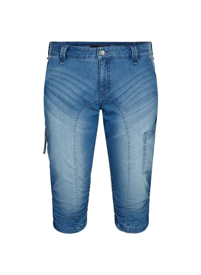 Slim fit capri jeans met zakken, Blauw, Packshot image number 0