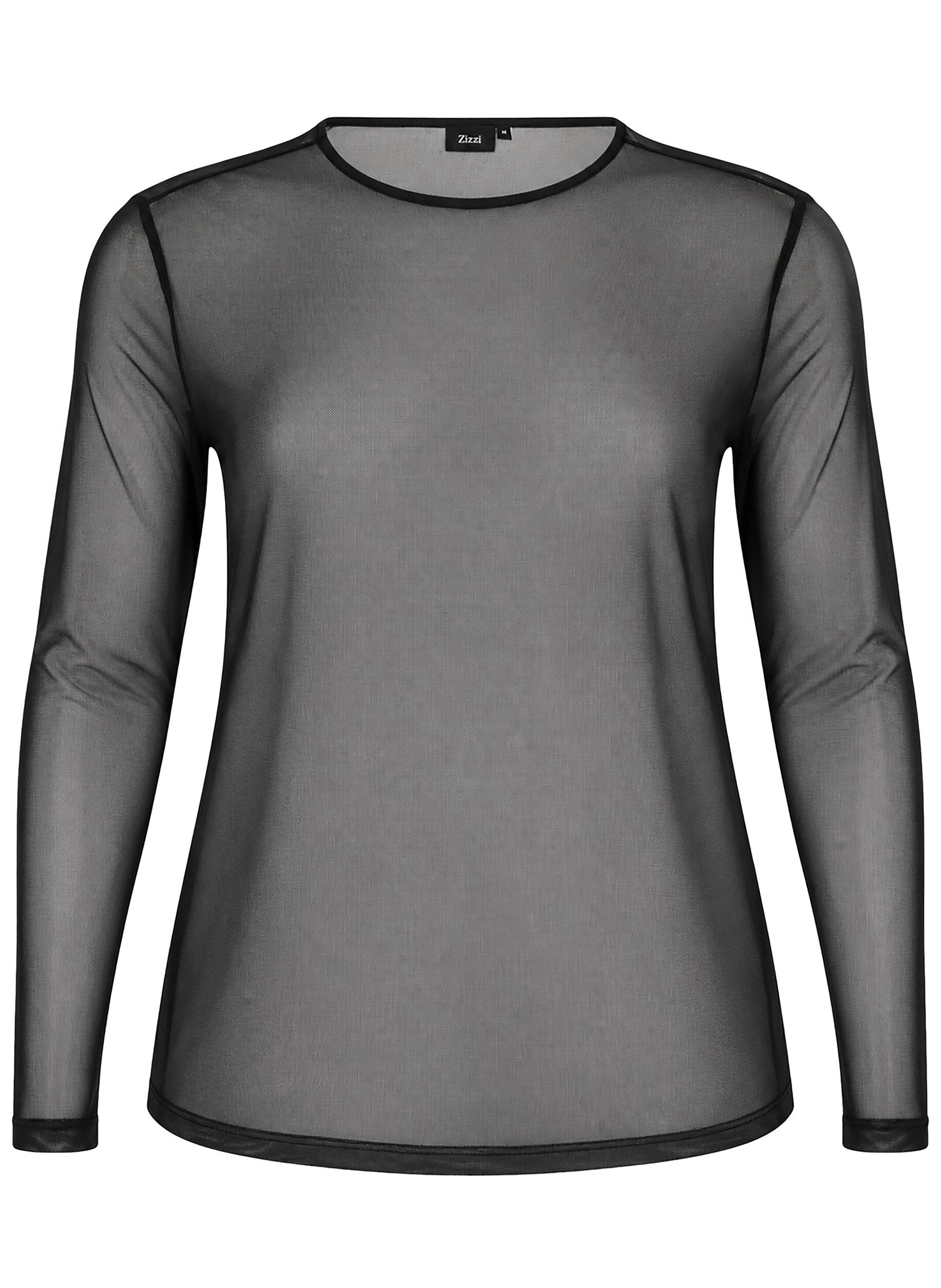 Mesh blouse met lange mouwen