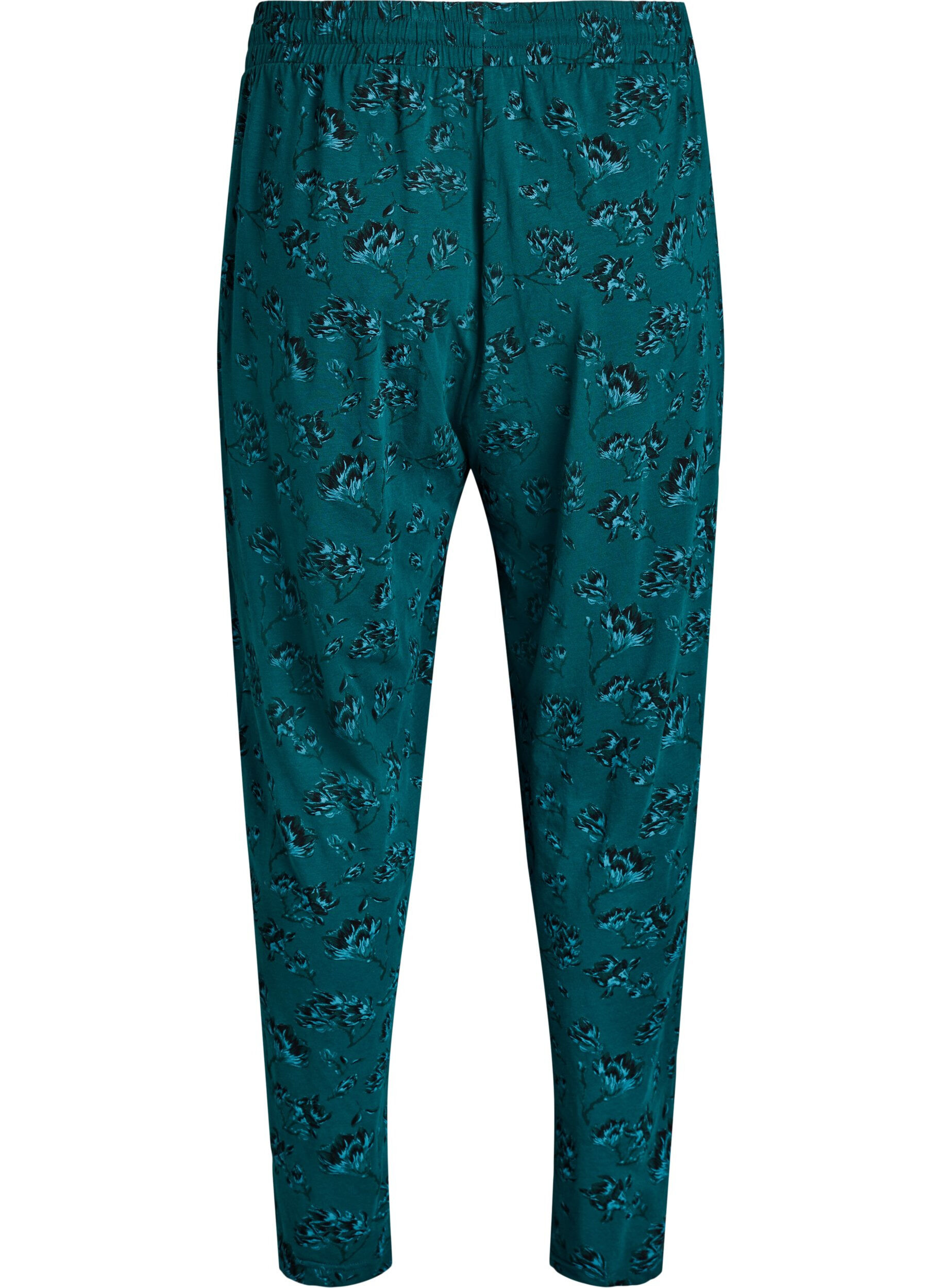 ZizziKleren pyjama broek met print, Turquoise, Packshot image number 1