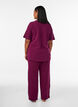 Losse broek met textuur en een hoge taille, Rood, Model image number 1