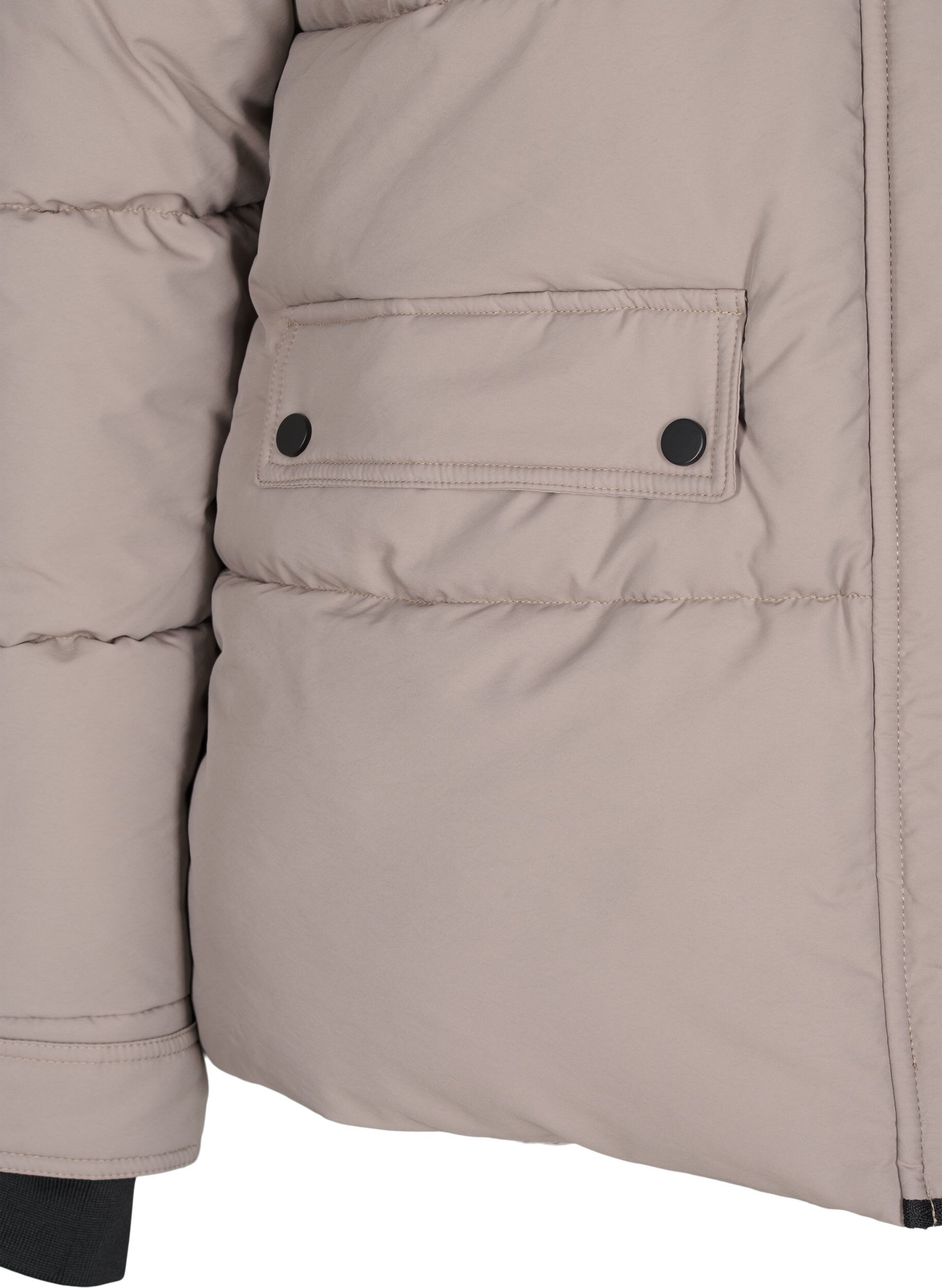 ZizziKorte puffer jas met contrastdetails, Beige, Packshot image number 3