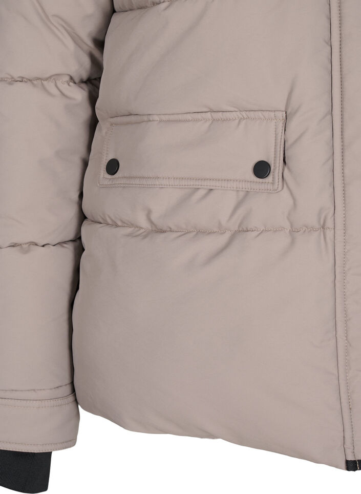 Korte puffer jas met contrastdetails, Beige, Packshot image number 3