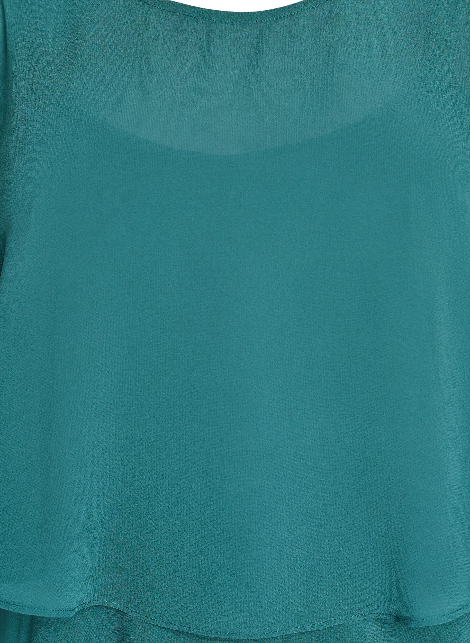 ZizziMaxi jurk met ruches en afneembare cape, Groen, Packshot image number 2