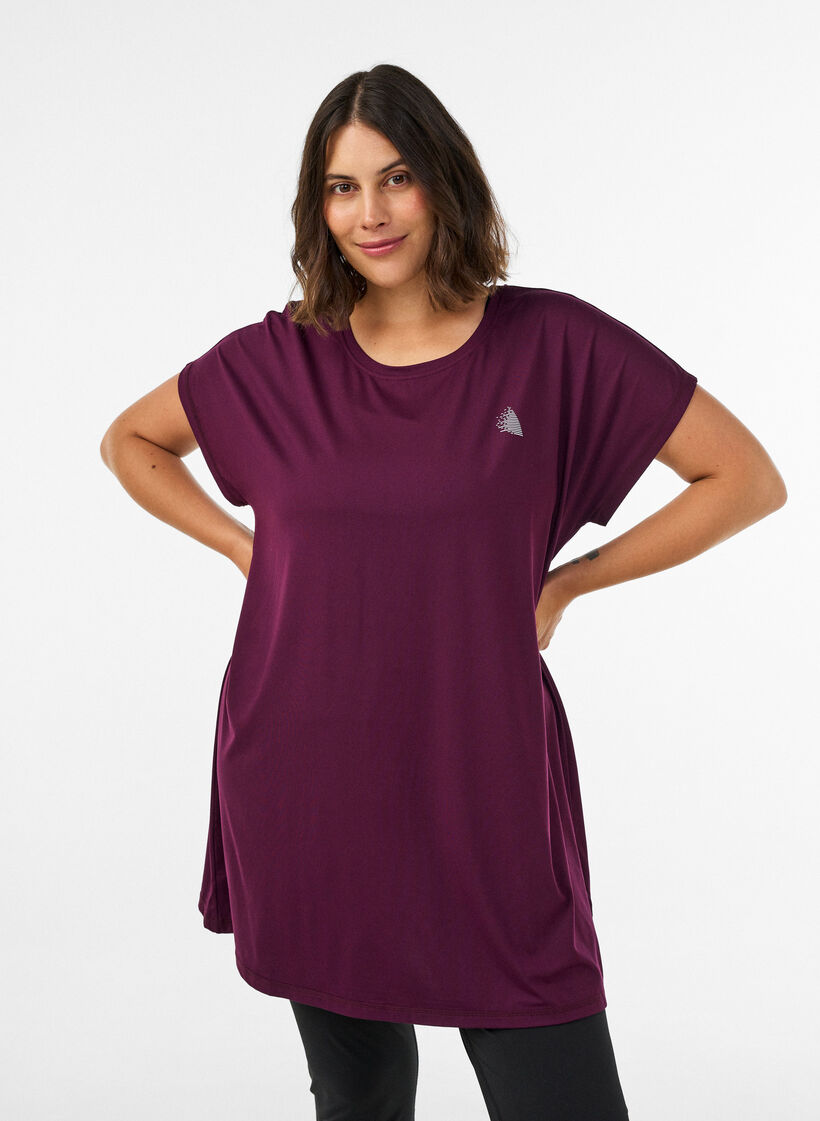 Lang trainings-T-shirt, Paars, Model image number 0