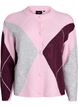 Cardigan met argylepatroon en ronde hals, Roze, Packshot image number 0