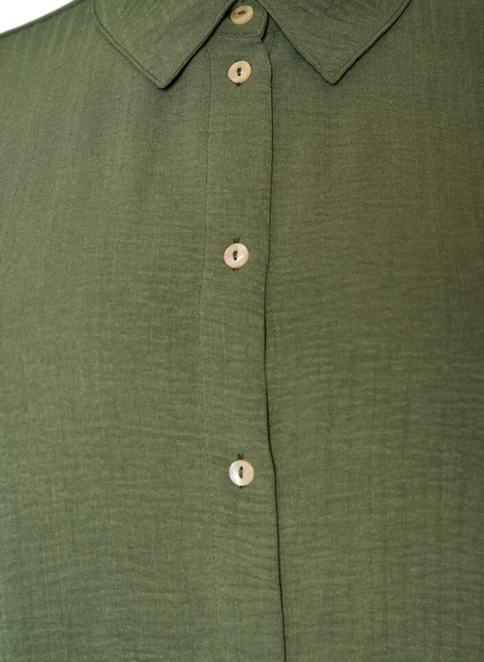 Lange shirt met een lichte textuur, Groen, Packshot image number 2