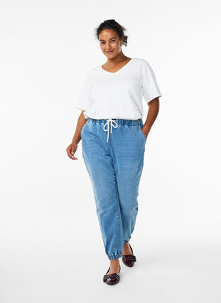 ZizziDenim joggers met zakken, Light Blue Denim, Model image number 3