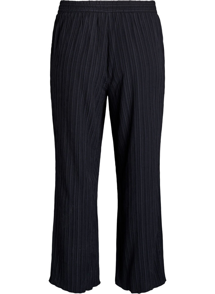 FLASH - High waist broek met wide fit pijpen, Zwart, Packshot image number 1