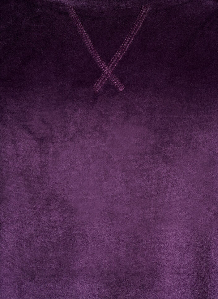 Velour blouse met raglanmouwen, Paars, Packshot image number 2