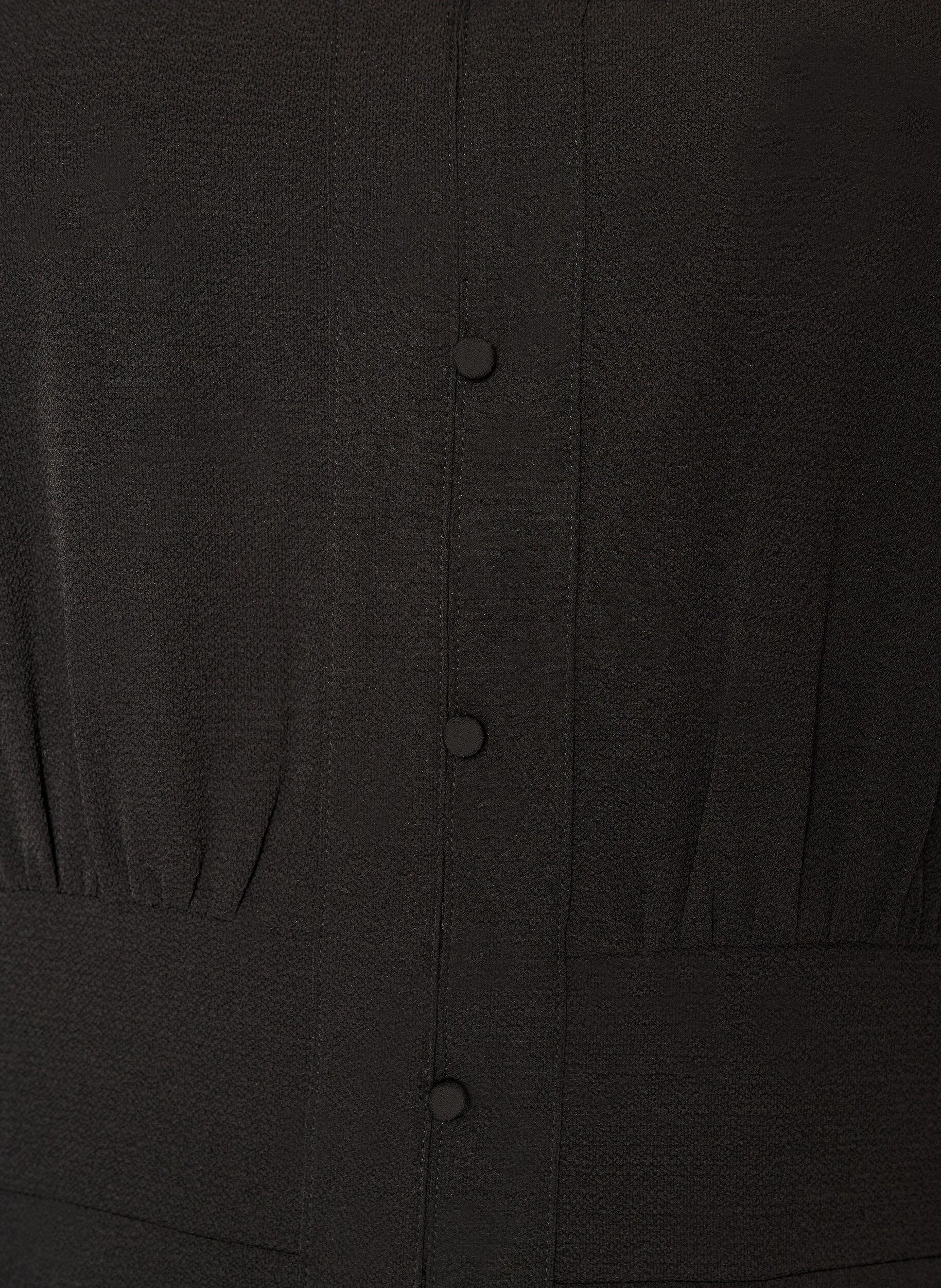 ZizziMidi-jurk met smock en decoratieve knopen, Zwart, Packshot image number 2