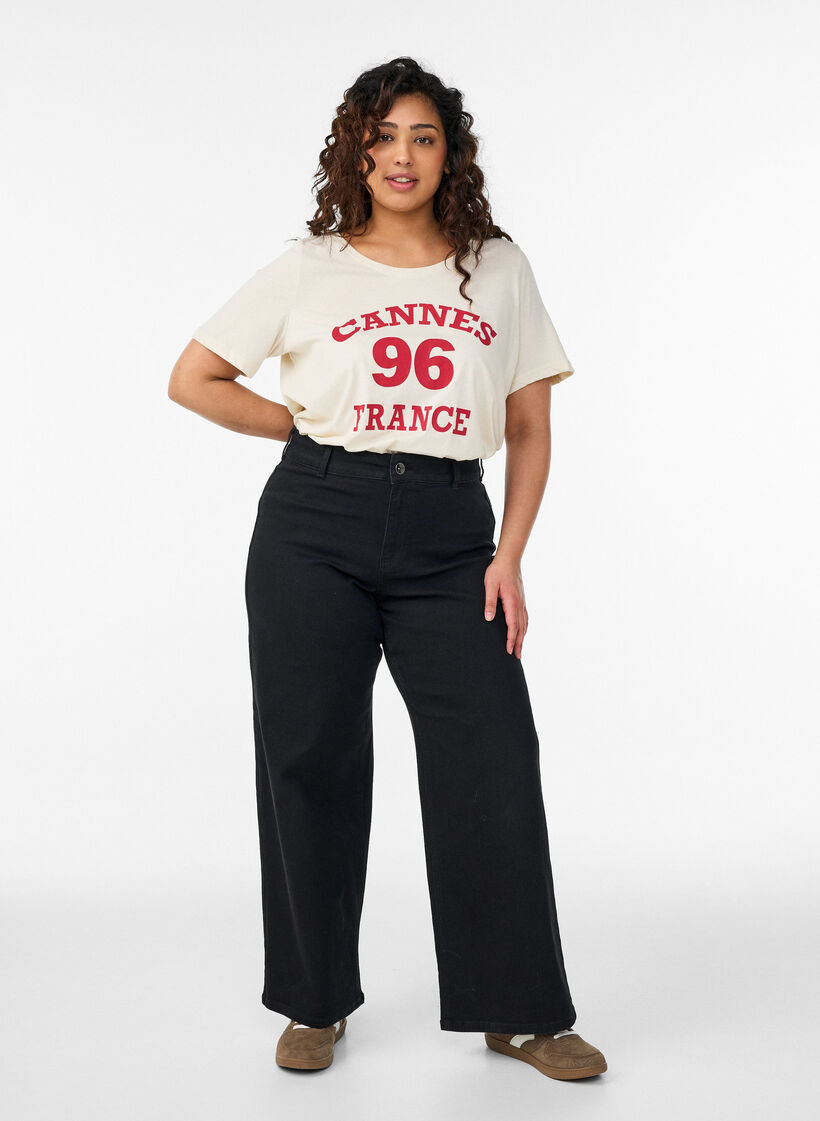 T-shirt met print, Vanille, Model image number 1