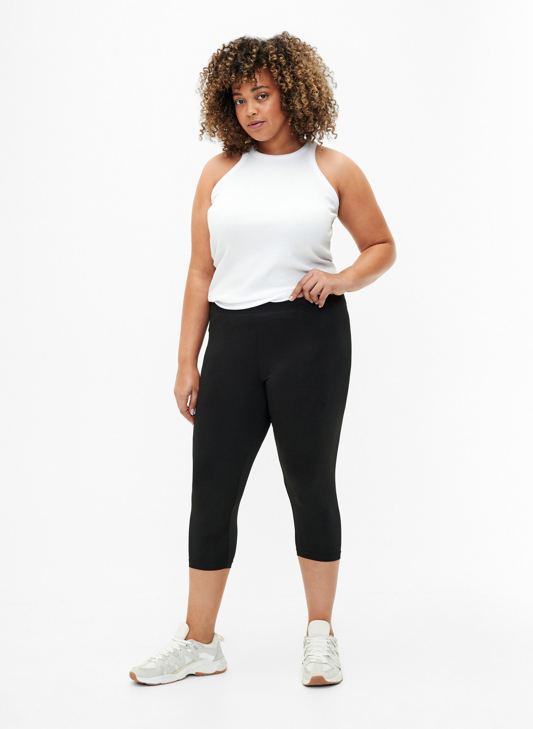 Zizzi2-pack leggings met 3/4 lengte, Zwart, Model image number 1