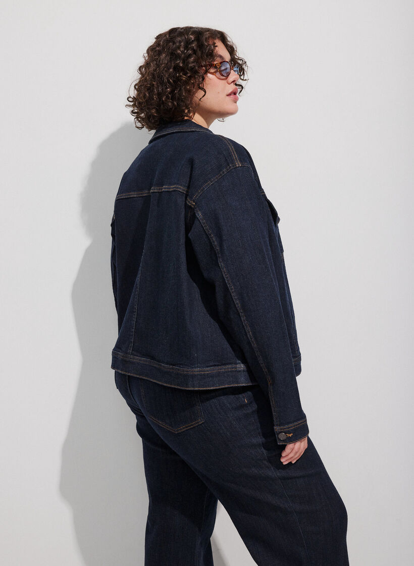 Klassiek denimjack met contrasterend stiksel, Blauw, Model image number 2