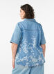 Denimshirt met bloemenprint en korte mouwen, Blauw, Model image number 2