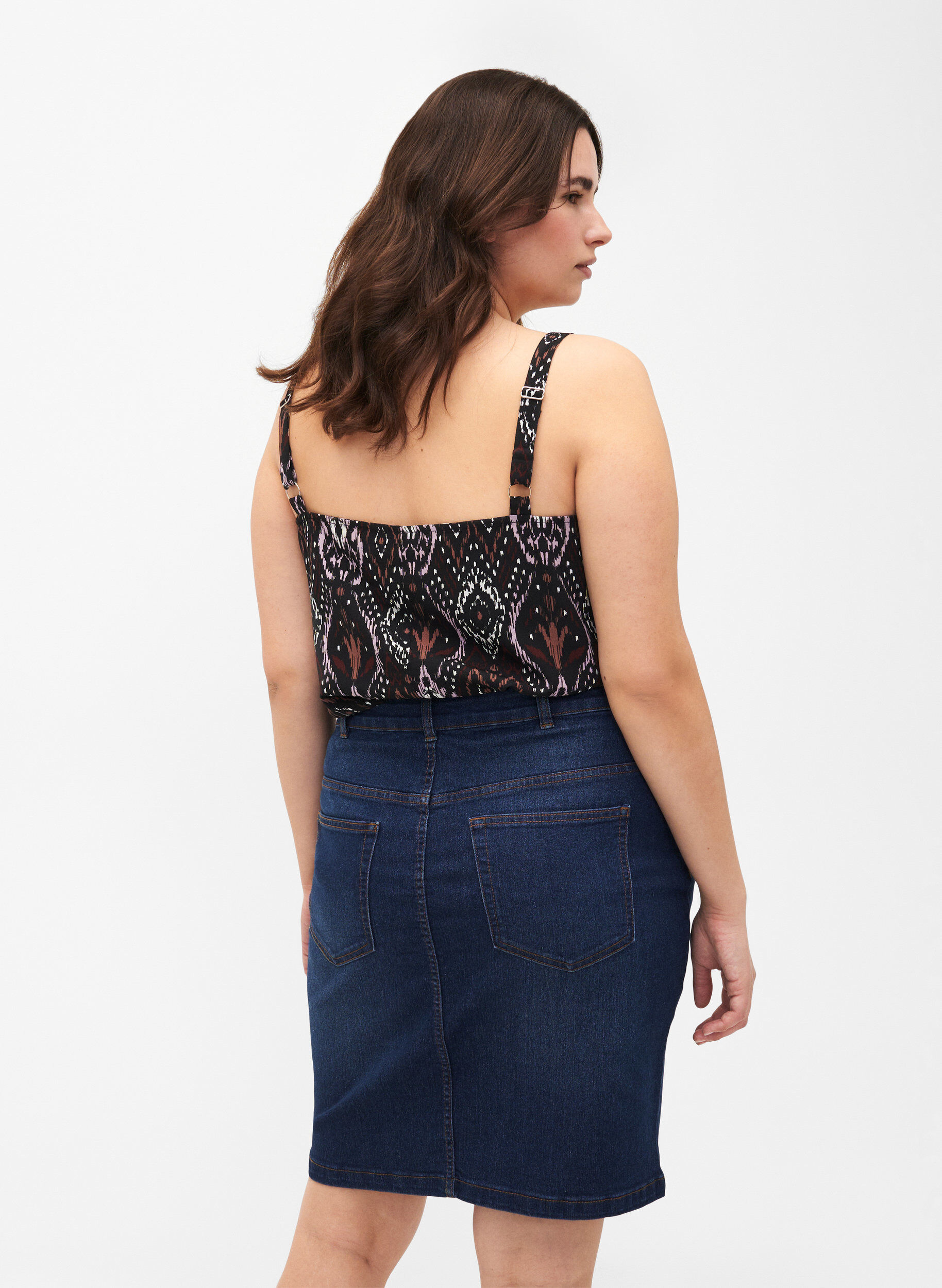 ZizziFLASH - Nauwsluitende denim rok, Blauw, Model image number 1