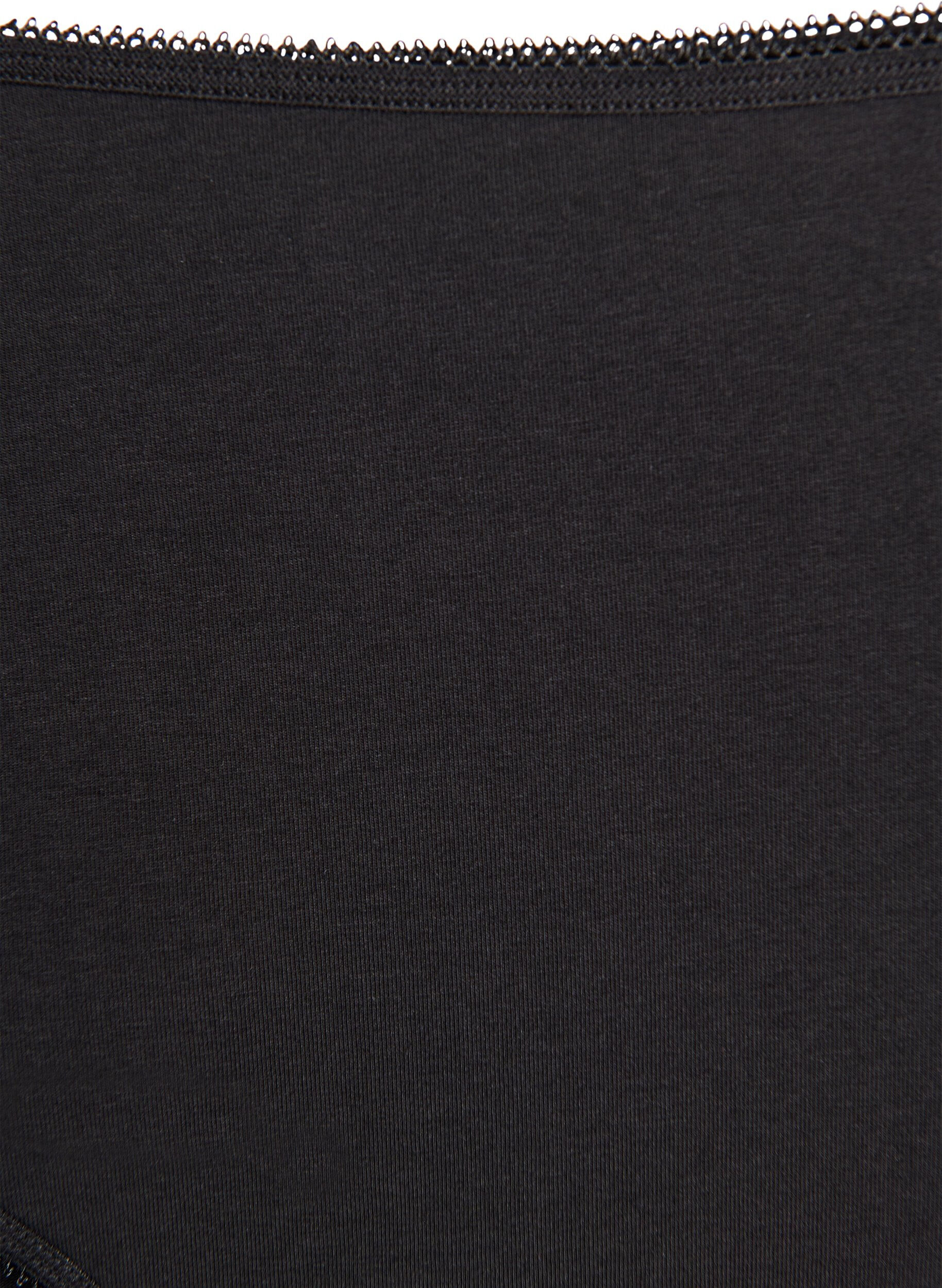 Zizzi3-pack katoenen slip met normale taille, Zwart, Packshot image number 3