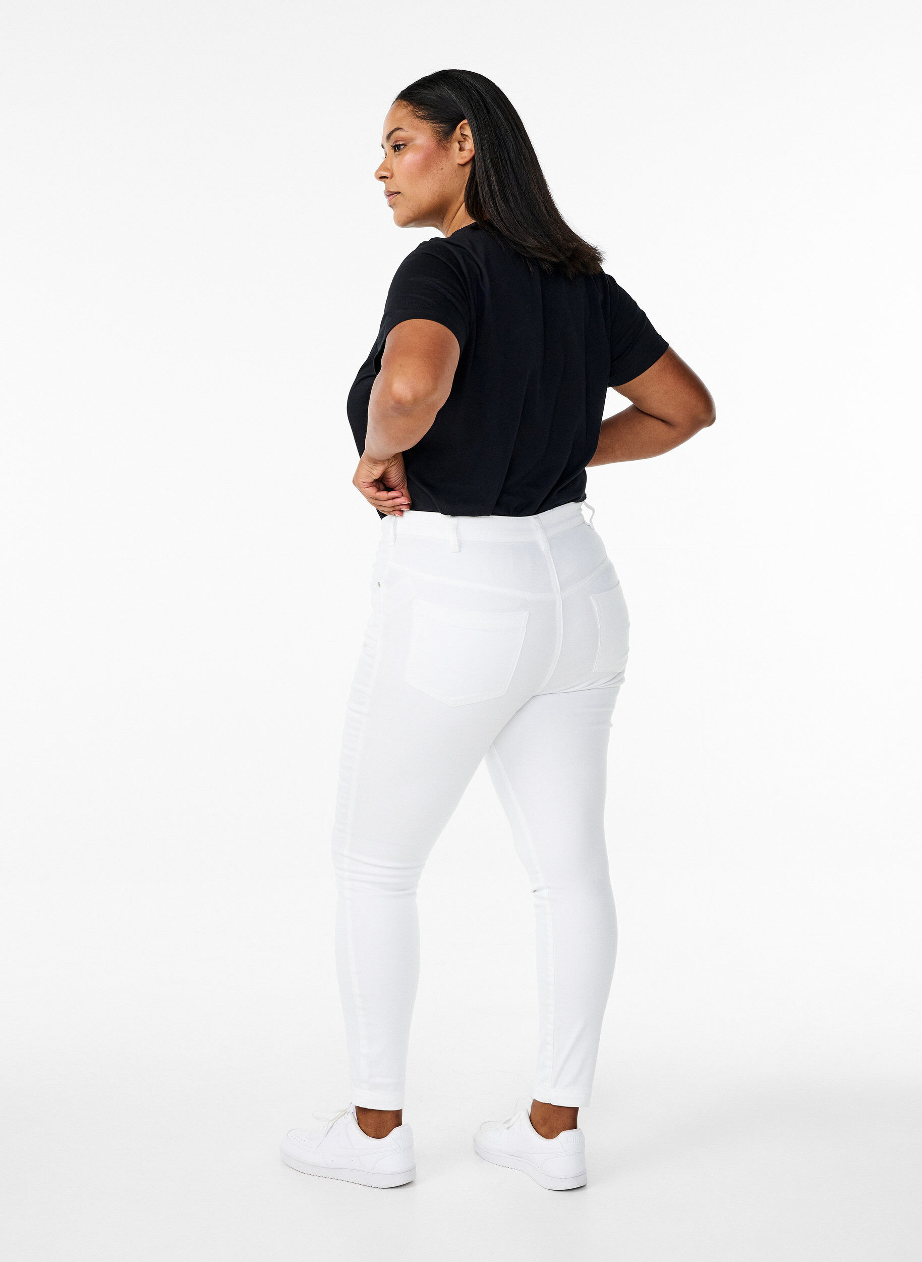 ZizziSuper slim Amy jeans met hoge taille, White, Model image number 1